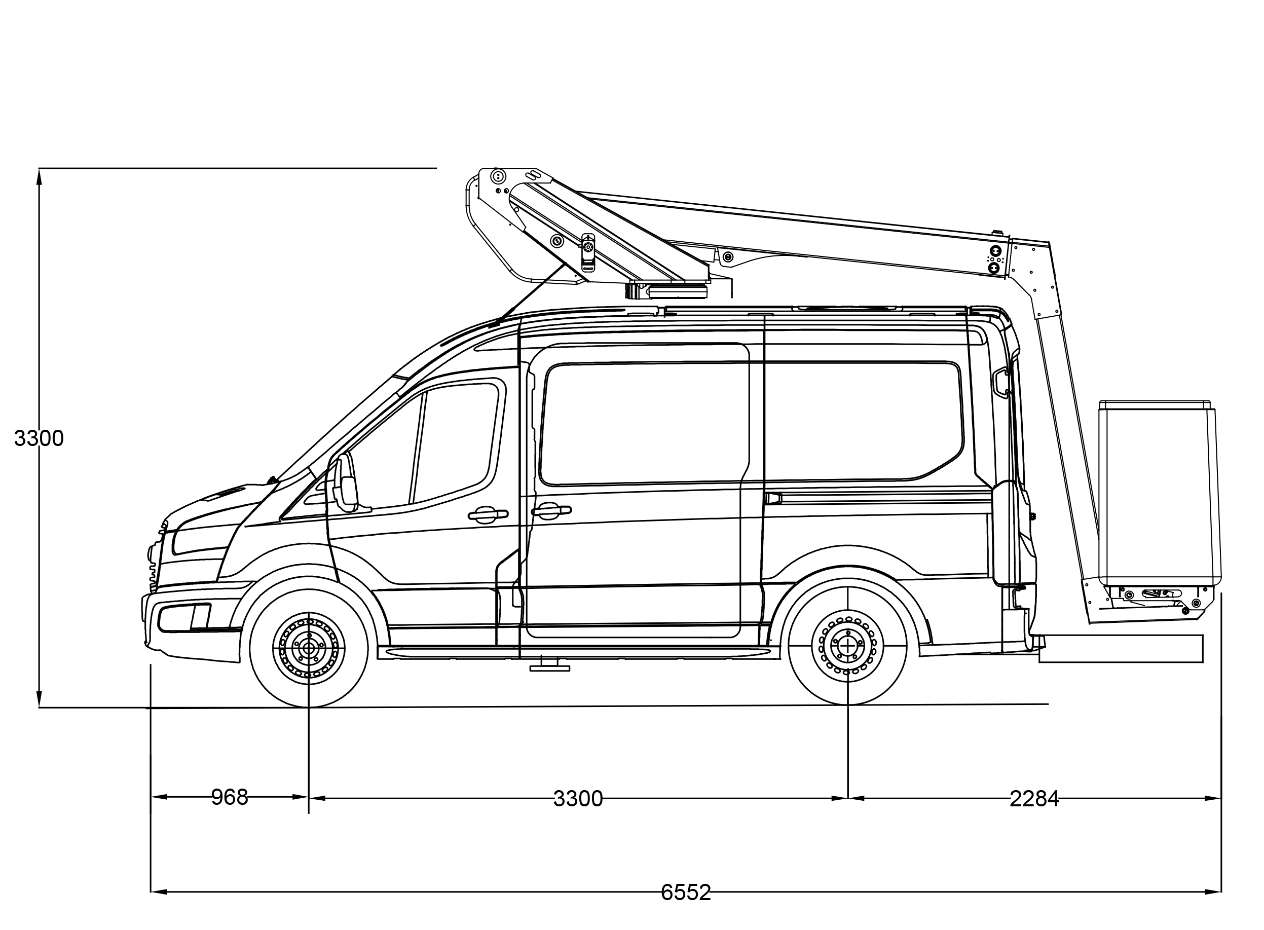 Схема автогидроподъемника K26 на базе фургона Ford Transit